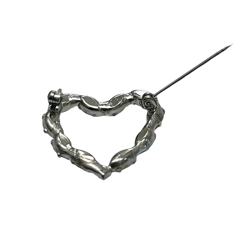 MARQUIS CUT CLEAR CRYSTAL OPEN HEART BROOCH